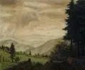 Karl Godeg, Aufsteigende Morgennebel, Öl auf Leinwand