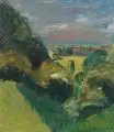 Walter Helbig, Blick in eine Flussaue. Mitte 20. Jh, Öl auf Rupfen