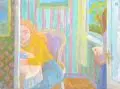 Herbert Helmert, Zwei Mädchen im Zimmer, 1992, Öl auf Malpappe