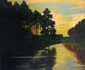 Fritz Winkler, Abendliche Seenlandschaft, 1921, Öl auf Leinwand