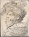 (nach), Bildnis eines Greises mit Turban. Wohl 18. Jh by Giovanni Benedetto Castiglione, Federzeichnung in Tusche, laviert, auf Bütten mit angeschnittenem Wasserzeichen am li, offered Mar 2019