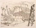 Artur Ahnert, Die sächsische Schweiz, 1922, Kaltnadelradierung in Schwarzbraun auf chamoisfarbenem Velin