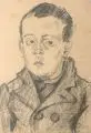 Tina Bauer-Pezellen, Porträt eines Knaben, 1924, Grafitzeichnung auf bräunlichem Velin