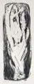 Theo Balden, Figur im Stein, 1968, Lithografie, partiell geschabt, auf Kupferdruckkarton