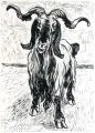 Ziegenbock by Erich Fraaß, 1936/1937, Holzschnitt auf chamoisfarbenem Papier, offered Mar 2019