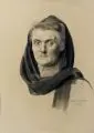 Hermann Lange, Porträt einer Frau von Carlowitz (?), 1911, Kohlestiftzeichnung, mit weißer Kreide gehöht, auf grünlichem Papier