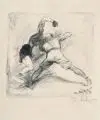 Theo Matejko, Boxer, 1928, Kreidelithografie auf Japan