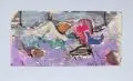 Wolfgang Müller, Abend am Meer, 1963, Collage (verschiedene Stoffe und Papiere) auf Karton, auf farbigen Untersatz montiert