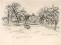 Ernst Müller-Gräfe, Garten in Bertancourt (Nordfrankreich), 1916, Kohlezeichnung auf glattem, gelblichen Papier