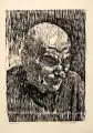 Wilhelm Rudolph, Kopf eines Mannes. 2. H. 20. Jh, Holzschnitt auf grauem Maschinenbütten