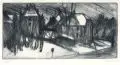 Gottfried Schüler, Winterliche Häuser, Radierungen auf Kupferdruckpapier