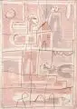 Walter Teichert, Der Kollege ist gestorben, 1988, Aquarell mit Grafit (fixiert) und brauner Tusche auf gelblichem Papier