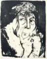Heinz Tetzner, Aufgestützt, Pinsellithografie auf glattem Papier