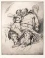 Walter Tiemann, Falstaff und Dortchen Lakenreßer, 1922, Radierung in Schwarzbraun mit Plattenton auf festem Velin