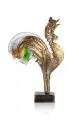 Ives Lohe, Krähender Hahn. 1990er Jahre, Bronze, gegossen, goldfarben patiniert und Pâte-de-verre-Glas