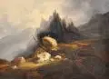 Ferdinand Zschäck, Hochgebirgslandschaft, 1864, Öl auf Leinwand