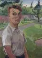 Erhard Hippold, Selbstbildnis im Garten der Villa Sorgenfrei, 1935, Öl auf Leinwand