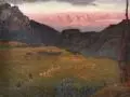 Sigismond de Jeanès, Abendstimmung in den Dolomiten. Wohl 1920er Jahre, Öl auf Holz