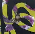 Ohne Titel (Schwarz-grüne Strukturen vor floralem Grund) by Jean Kirsten, 2009/2010, Acryl über Offset- und Stempeldruck auf textilem Gewebe, offered Mar 2018