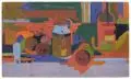 Albert Wigand, Stillleben mit Kanne, Weinflasche und Obst