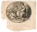 Gilliam van der Gouwen, Darstellung der Athene mit Büchern und Putten, 1720, Radierung auf Bütten nach einem Gemälde von Adrian van der Werf