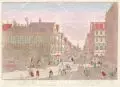 Georg Balthasar Probst, La Rue des Peintres à Augsbourg, Kolorierte Radierung auf Bütten, Guckkastenblatt