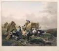 Die Ernte by Johann Nepomuk Passini, 1841, Stahlstich und Radierung, koloriert und eiweißgehöht auf Kupferdruckpapier nach einem Gemälde von Friedrich Gauermann, offered Mar 2018