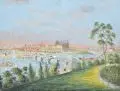Carl Ludwig Schmidt, Meißen in Sachsen mit dem Schloß, Um 1830, Gouache und Blei auf kräftigem Papier