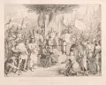 Julius Caesar Thaeter, Rudolf von Habsburg wahret den Landfrieden, 1844, Radierung auf leichtem Karton nach Julius Schnorr von Carolsfeld