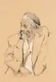 Helmut Brüggestraß, Clochard Paris, Kreidezeichnung und Bleistiftzeichnung auf bräunlichem Papier
