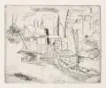 Erhard Hippold, Dresden - Pieschener Hafen, 1933, Kaltnadelradierung mit leichtem Plattenton auf strukturiertem Velin
