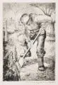 Erhard Hippold, Landarbeiter mit Spaten, 1934, Kaltnadelradierung mit leichtem Plattenton auf Kupferdruckpapier