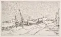 Erhard Hippold, Kleines Fischerdorf (Hiddensee?) / Heimkehrende Fischer / Hafen in Warnemünde