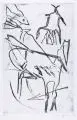 Günter Horlbeck, Tierfragmente, 1992, Radierung (mit Reservage) auf kräftigem "Hahnemühle"-Bütten