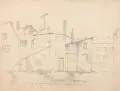 Manfred Kastner, Häuserfassaden, 1969, Grafitzeichnung auf festem Velin