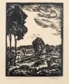 Rudolf Koch, Drei figürliche Darstellungen und zwei Landschaften. 1930er Jahre, Holzschnitte auf Japan