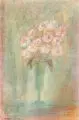 Ernst Lewinger, Blumen im Kelchglas. 2. H. 20. Jh, Farbige Pastellkreidezeichnung auf strukturiertem Bütten