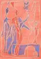 Walter Teichert, Blaue Bedrohung, Aquarelle mit Tuschezeichnung (fixiert) auf Papier