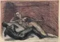 Claus Weidensdorfer, Liegendes Paar I, 1977, Farblithografie auf festem, chamoisfarbenen Papier