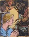Moritz Melzer, Ringübergabe (Biblische Szene mit drei Figuren). Wohl um 1960 by Moritz Melzer, Öl und Tempera auf Papier, auf Hartfaser kaschiert, offered Dec 2017