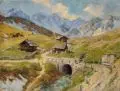Jacques Matthias Schenker, Stausee im Zillertal. Frühes 20. Jh, Öl auf Malpappe, vollflächig auf eine zweite Malpappe aufgezogen