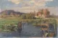 Jacques Matthias Schenker, Bei den Fischpässen, Öl auf Malpappe