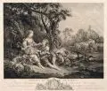 Jacques Philippe Le bas, Pensent-ils au Raisin?, Radierung und Kupferstich auf kräftigem Papier nach einem Gemälde von François Boucher