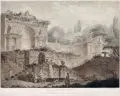 Jean-François Janinet, Villa Sachetti, 1778, Farbaquatintaradierung auf kräftigem Bütten mit typografischem Wasserzeichen (nicht identifiziert) nach Hubert Robert