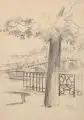 Wilhelm Claudius, Blick von der Brühlschen Terrasse, Bleistiftzeichnungen auf festem Papier, eine Arbeit aquarelliert