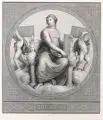 Raffaello Sanzio Morghen, Philosophia, Kupferstich auf China, auf Kupferdruckkarton aufgewalzt nach dem Gemälde Raffaels von der Gewölbedecke der Stanza della Segnatura in Rom