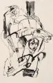 Gunter Böhmer, Pferde, 1970, Faserstiftzeichnung und Aquarell auf strukturiertem Bütten