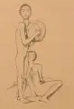 Karl Hofer, Kinder mit Ball, 1945, Lithografie auf bräunlichem Velin