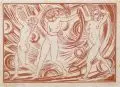 Ludwig von Hofmann, Reigen, 1913, Farbholzschnitt in Rot auf dünnem Japanbütten