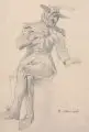 Arthur Kampf, Harlekin. Ohne Jahr, Bleistiftzeichnung auf festem Papier